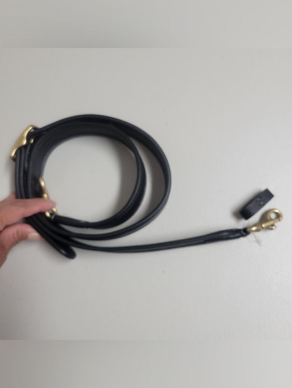 Coach Black Leather Replacement  Crossbody Strap with Gold Hardware.
